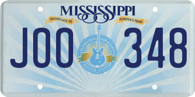 MS license plate JOO348