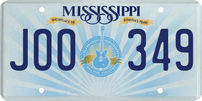 MS license plate JOO349