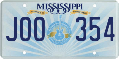 MS license plate JOO354
