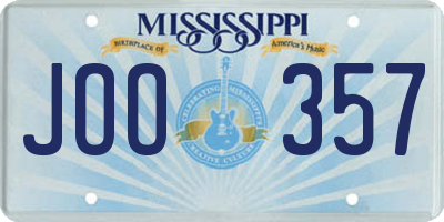 MS license plate JOO357