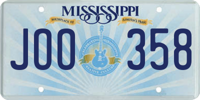 MS license plate JOO358