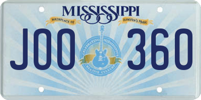MS license plate JOO360