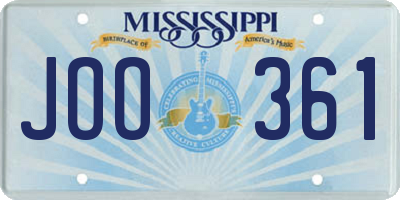 MS license plate JOO361