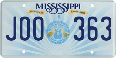 MS license plate JOO363