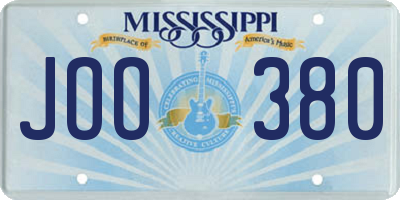 MS license plate JOO380