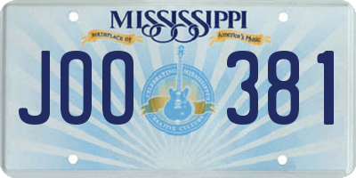 MS license plate JOO381