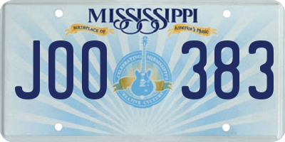 MS license plate JOO383
