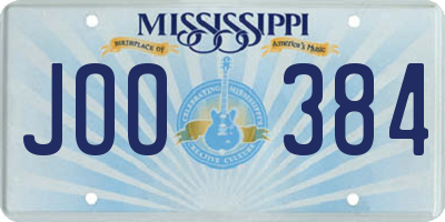 MS license plate JOO384