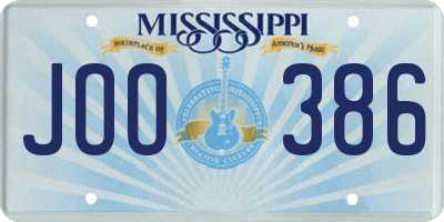 MS license plate JOO386