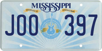 MS license plate JOO397