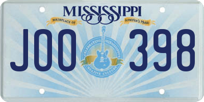 MS license plate JOO398