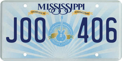 MS license plate JOO406
