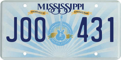 MS license plate JOO431