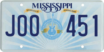 MS license plate JOO451