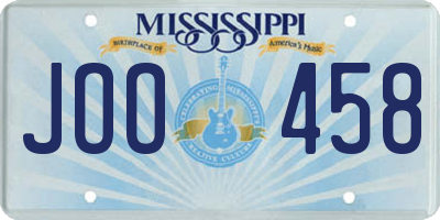 MS license plate JOO458