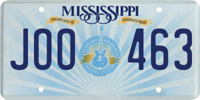 MS license plate JOO463