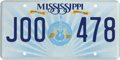 MS license plate JOO478