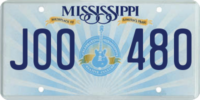 MS license plate JOO480