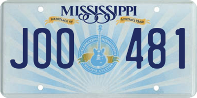 MS license plate JOO481