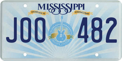MS license plate JOO482
