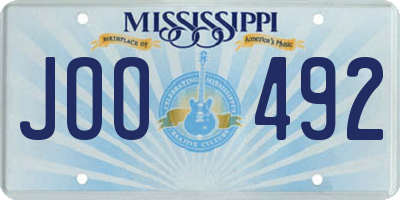 MS license plate JOO492