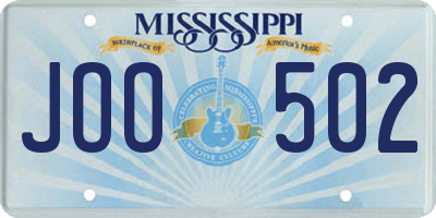 MS license plate JOO502