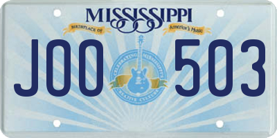 MS license plate JOO503