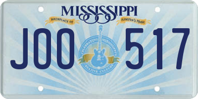MS license plate JOO517