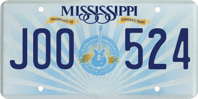 MS license plate JOO524