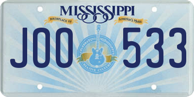 MS license plate JOO533