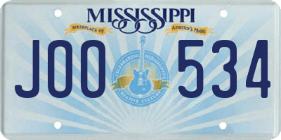 MS license plate JOO534