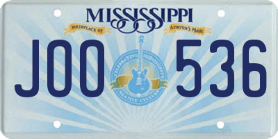 MS license plate JOO536
