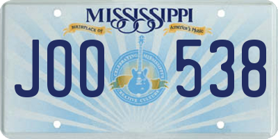 MS license plate JOO538