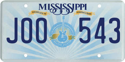 MS license plate JOO543