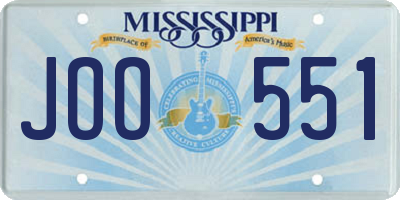 MS license plate JOO551
