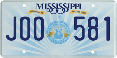 MS license plate JOO581