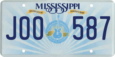 MS license plate JOO587