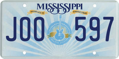 MS license plate JOO597