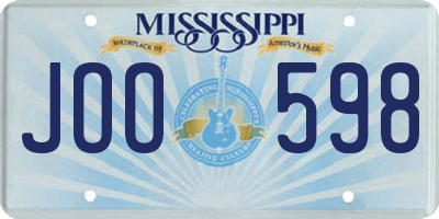 MS license plate JOO598
