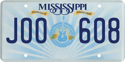MS license plate JOO608