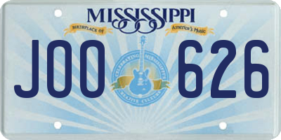 MS license plate JOO626
