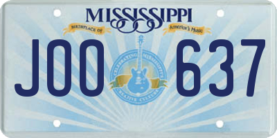 MS license plate JOO637