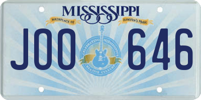 MS license plate JOO646
