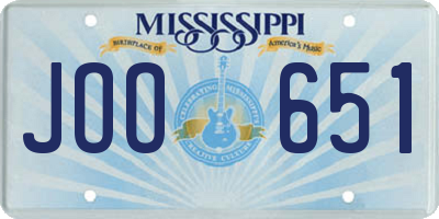 MS license plate JOO651