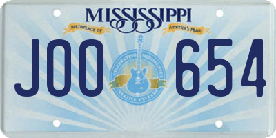 MS license plate JOO654