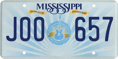 MS license plate JOO657