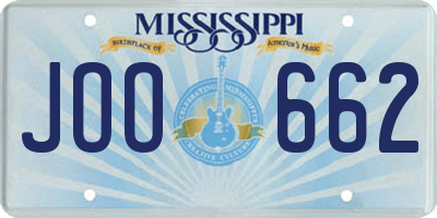 MS license plate JOO662
