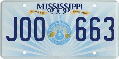 MS license plate JOO663