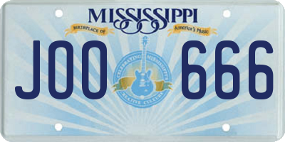 MS license plate JOO666