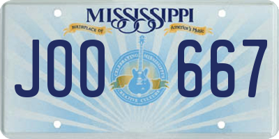 MS license plate JOO667